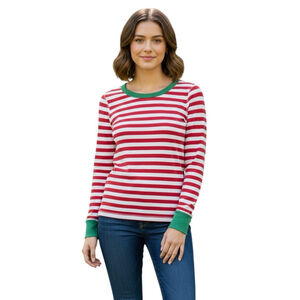 Hanna Andersson Women’s Size L Red White Green Stripe Long Sleeve Top